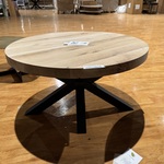 Salontafel, naturel eikenhout, zwart metalen spinpoot